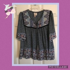 Knox Rose Boho Babydoll Blouse
